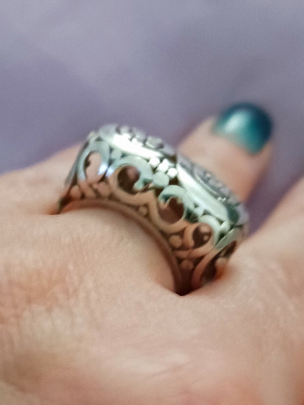 Sterling Silver Scroll Design Ring, Size 7.25 - Picture 4 of 6